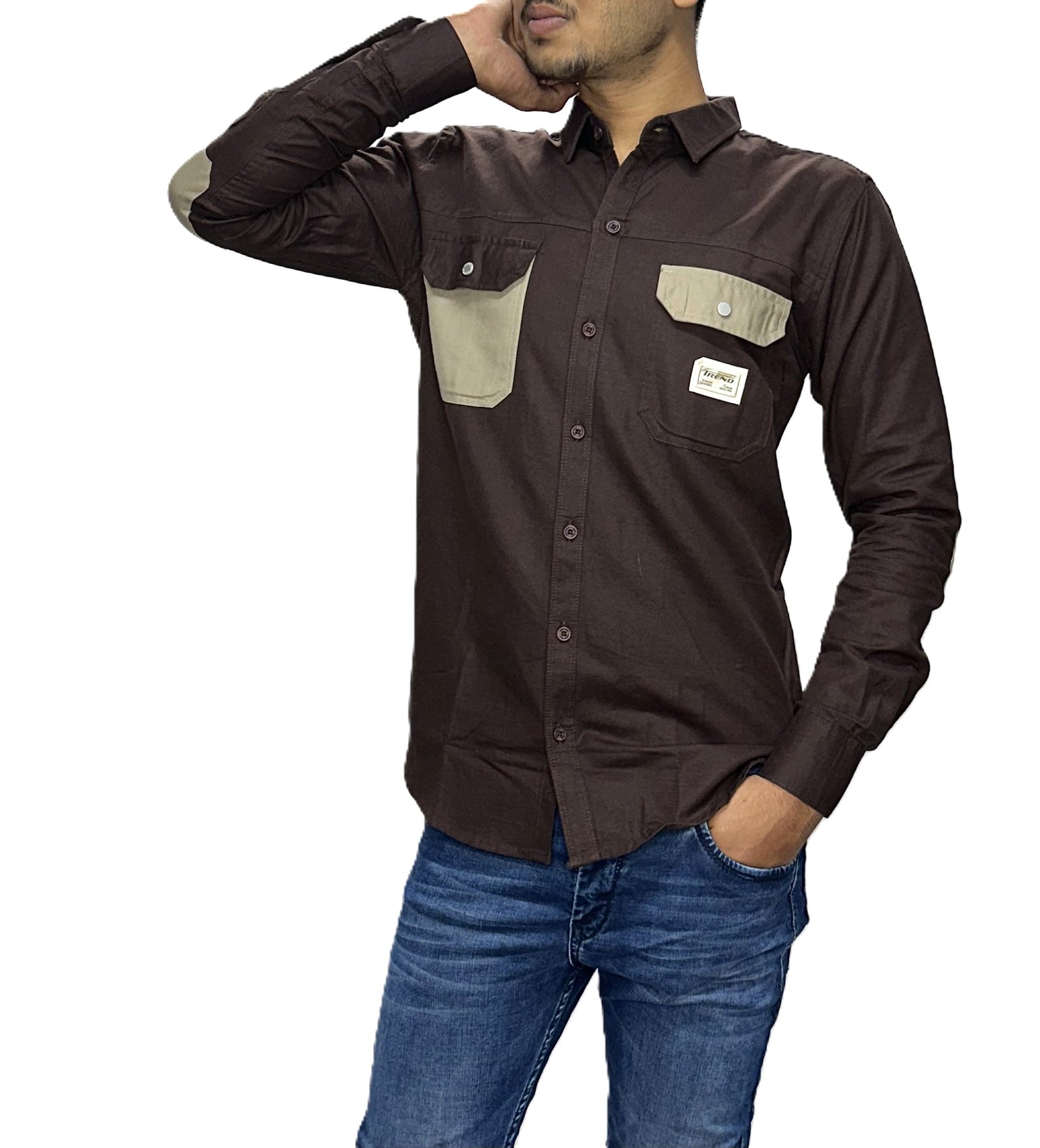 Contrast Pocket Shirt – Brown